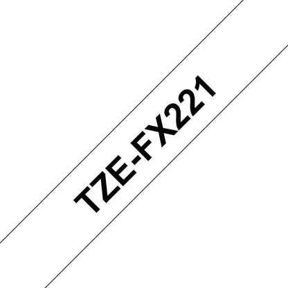 Brother P-Touch TZe-FX221 Flexible ID Label Tape, Black on White, 9mmx8m