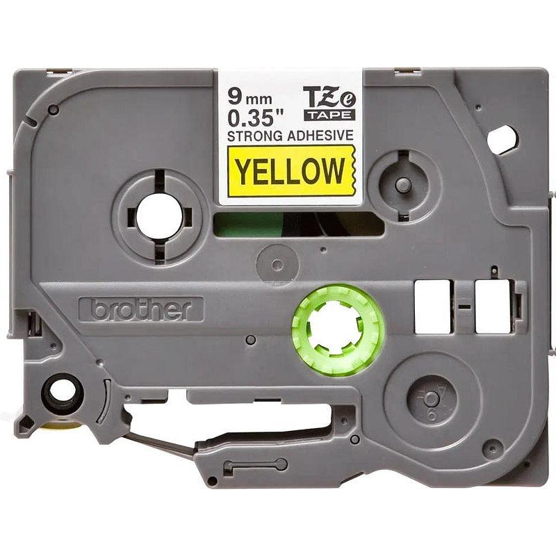 Brother P-Touch TZe-S621 Stromg Adhesive Labelling Tape, Black on Yellow, 9mmx8m