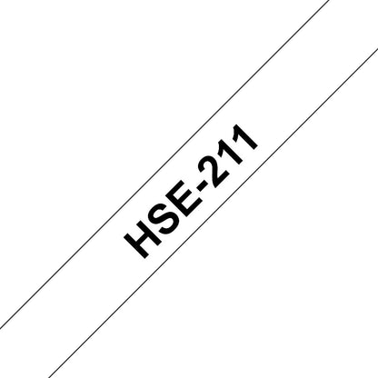 Brother P-Touch HSe-211 Heat Shrink Label Tape, Black on White, 5.8mmx1.5m