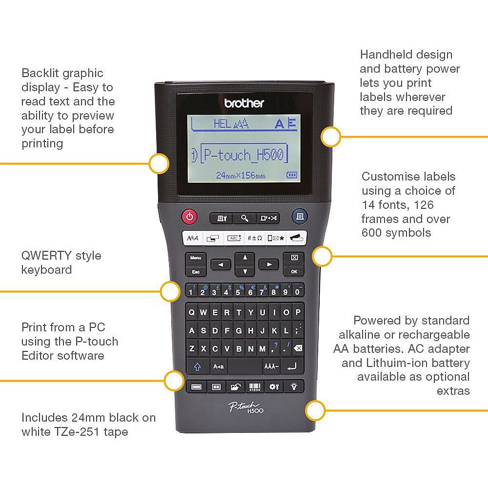 Brother PT-H500 Professional Label Printer, Handheld