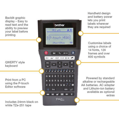 Brother PT-H500 Professional Label Printer, Handheld