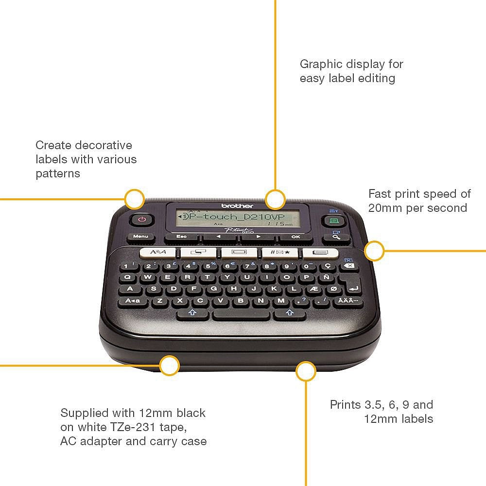 Brother P-Touch PT-D210VP Label Printer, Desktop