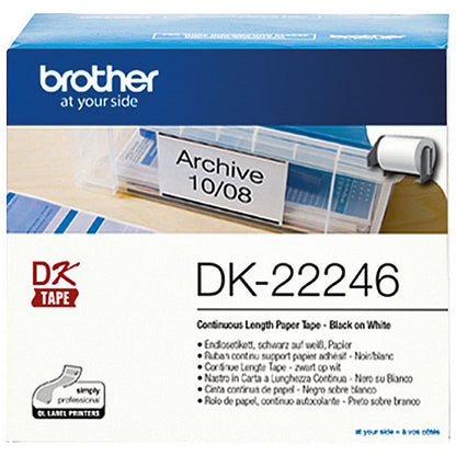 Brother DK-22246 Continuous Paper Tape, Black on White, 103mmx30.5m