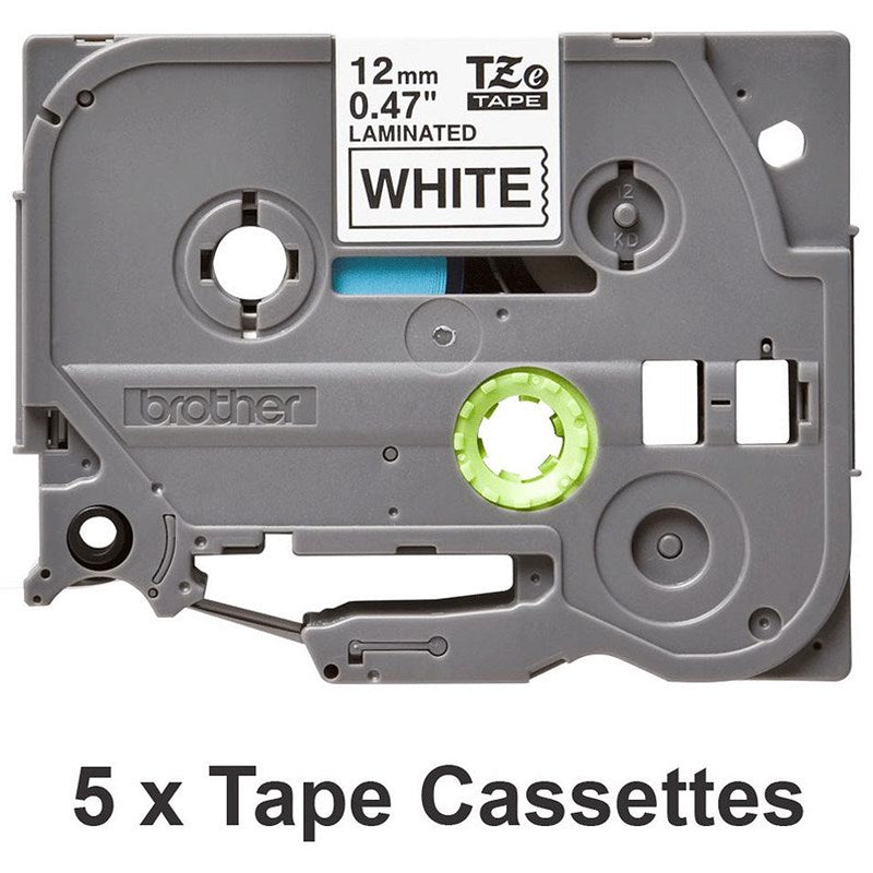 Brother P-Touch TZe-231M5 Label Tape, Black on White, 12mmx8m, Pack of 5