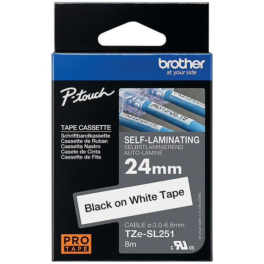 Brother P-Touch TZe-SL251 Label Tape, Black on White, 24mmx8m