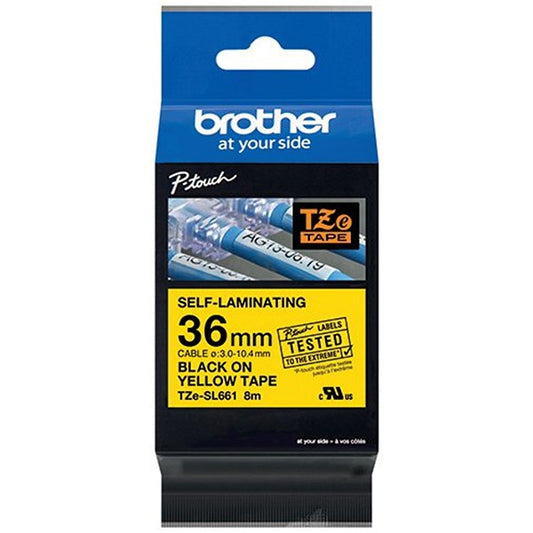 Brother P-Touch TZe-SL661 Label Tape, Black on Yellow, 36mmx8m