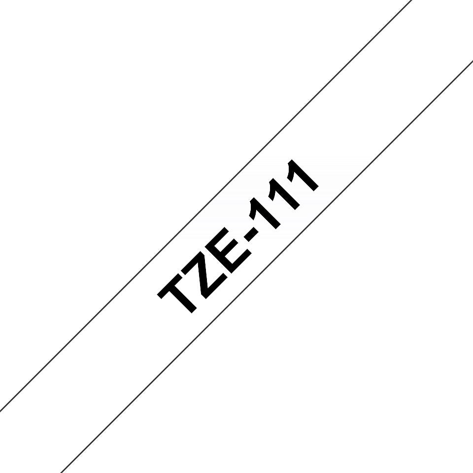 Brother P-Touch TZe-111 Label Tape, Black on Clear, 6mmx8m