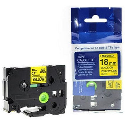 Brother P-Touch TZe-641 Label Tape, Black on Yellow, 18mmx8m