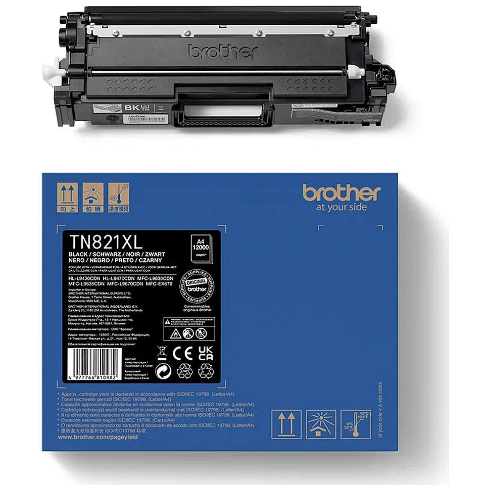 Brother TN821XLBK High Yield Toner Cartridge, Black