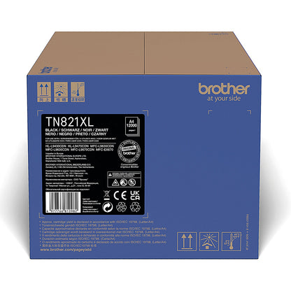 Brother TN821XLBK High Yield Toner Cartridge, Black