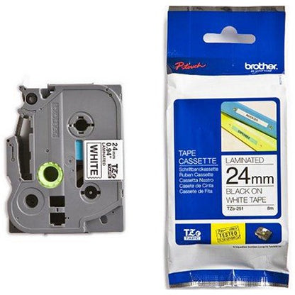Brother P-Touch TZe-251 Label Tape, Black on White, 24mmx8m