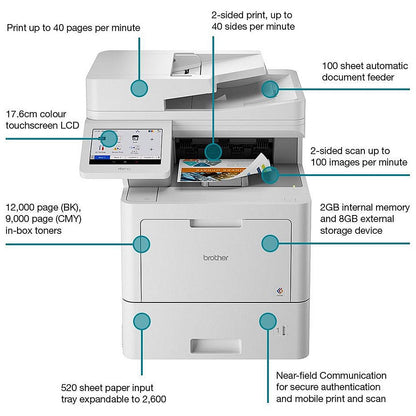 Brother MFC-L9670CDN A4 Wired All-In-One Colour Laser Printer, White