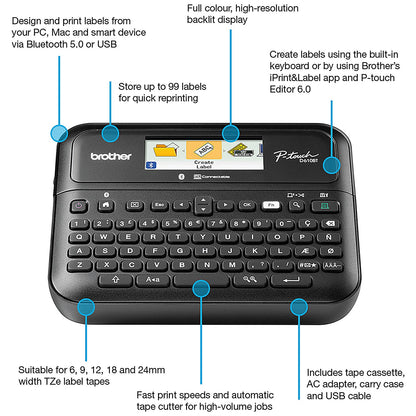 Brother P-Touch PT-D610BTVP Label Printer, Desktop