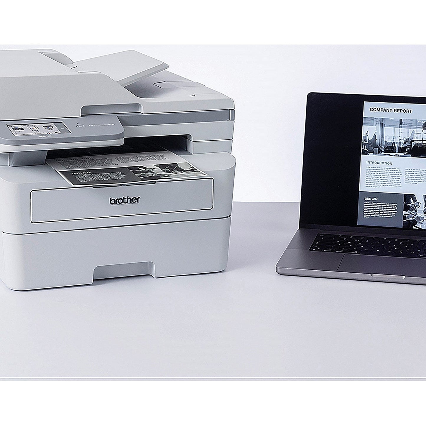 Brother MFC-L2960DW A4 Compact Wireless All-In-One Mono Laser Printer, White