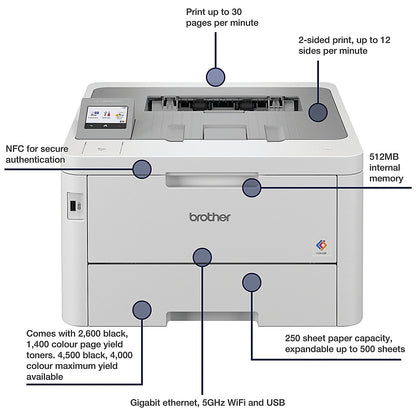Brother HL-L8240CDW A4 Wireless Colour Laser Printer, Grey