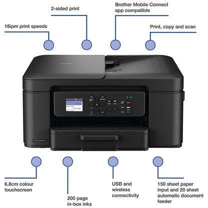 Brother DCP-J1460DW 3-in-1 Wireless Colour Inkjet Printer, Black