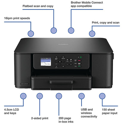 Brother DCP-J1310DW 3-in-1 Wireless Colour Inkjet Printer, Black