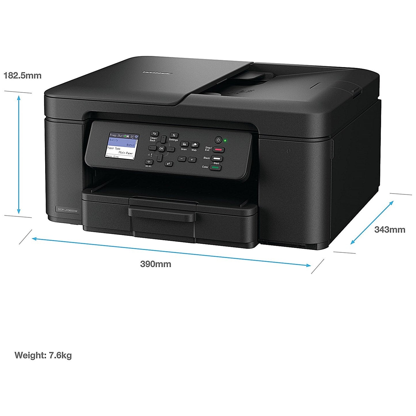 Brother DCP-J1360DW 3-in-1 Wireless Colour Inkjet Printer, Black