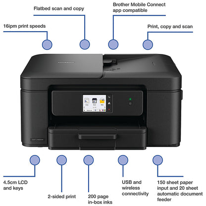 Brother DCP-J1360DW 3-in-1 Wireless Colour Inkjet Printer, Black