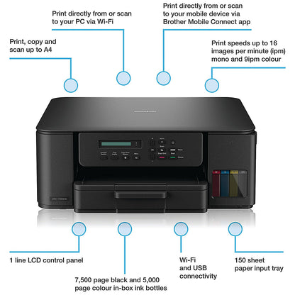 Brother DCP-T580DW 3-in-1 Wireless Colour Ink Tank Printer DCPT580DWZU1