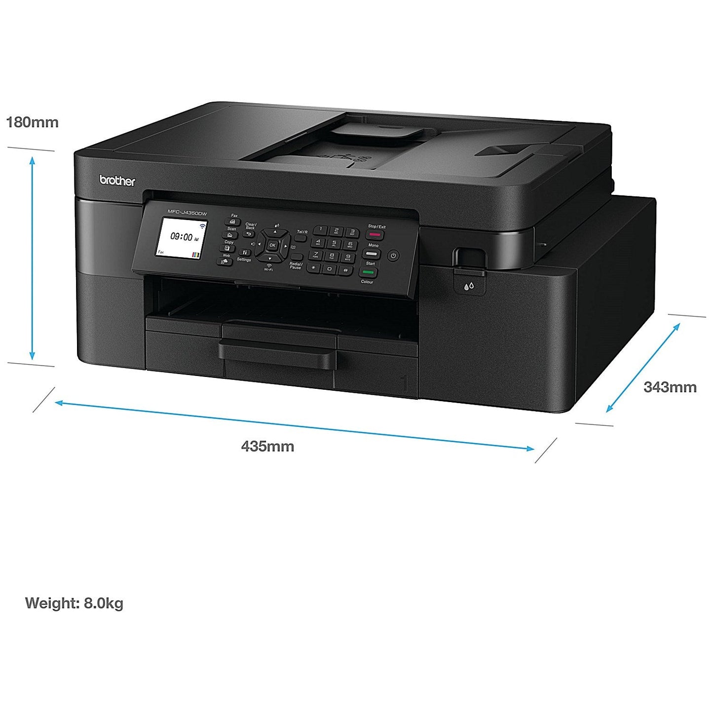 Brother MFC-J4350DW 4-in-1 Wireless Colour Inkjet Printer, Black
