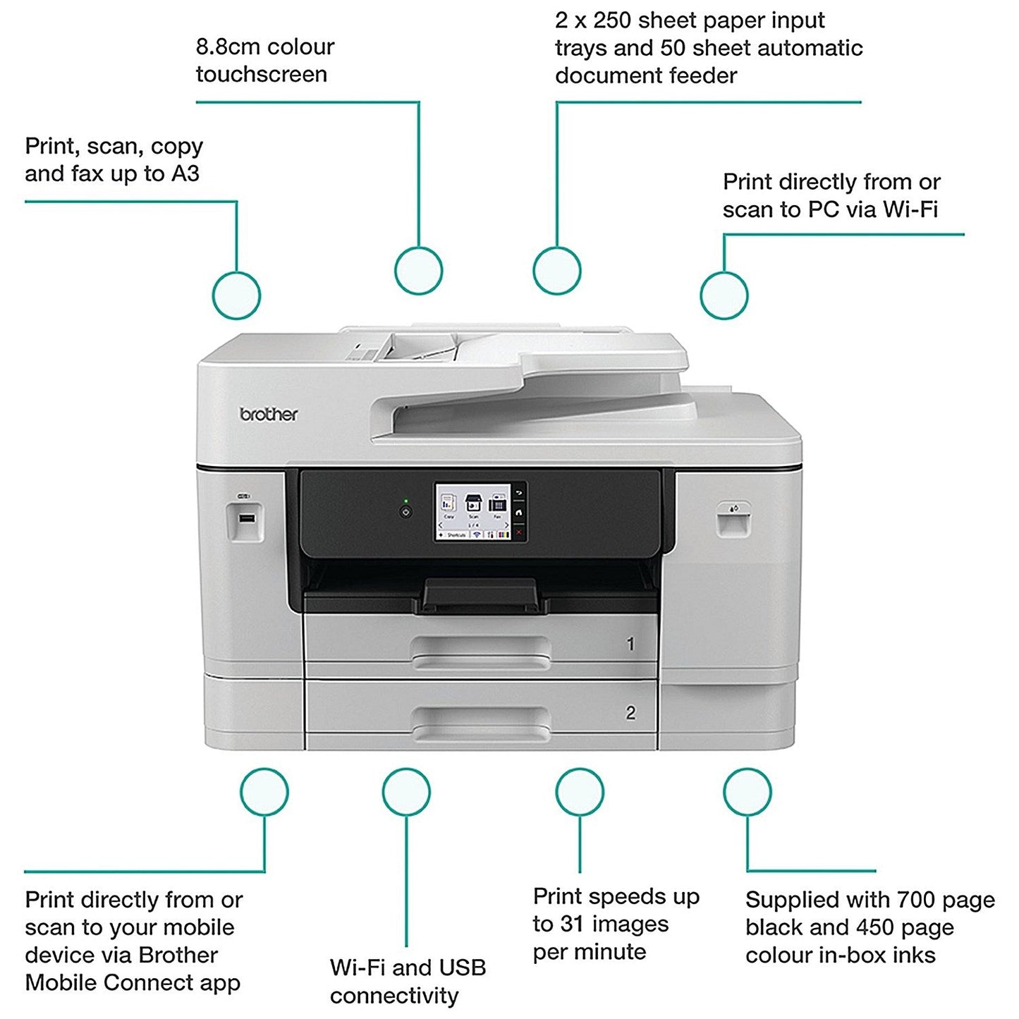 Brother MFC-J6960DW A3 4-in-1 Wireless Colour Inkjet Printer MFCJ6960DWZU1