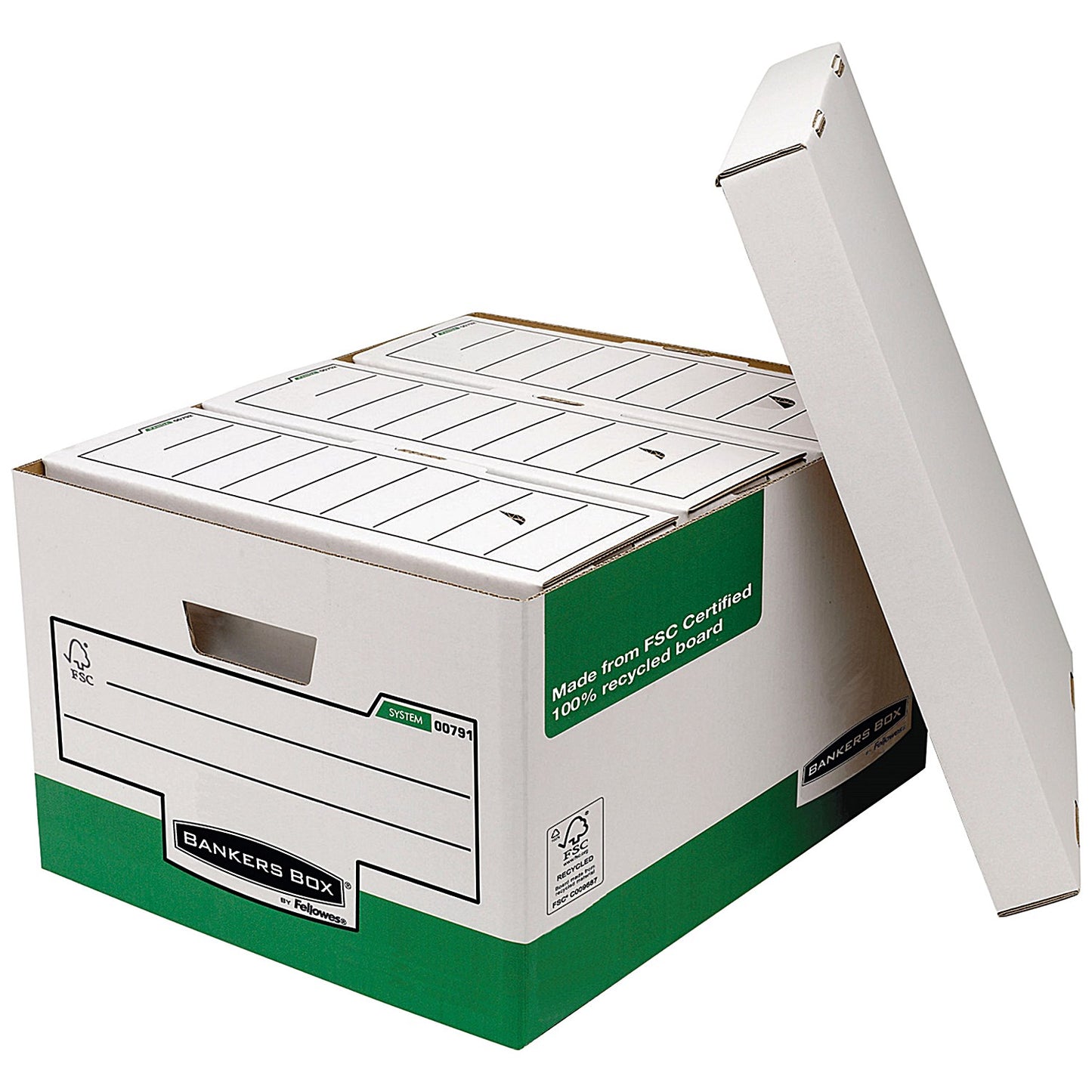 Bankers Box Storage Boxes, Green & White, Pack of 10