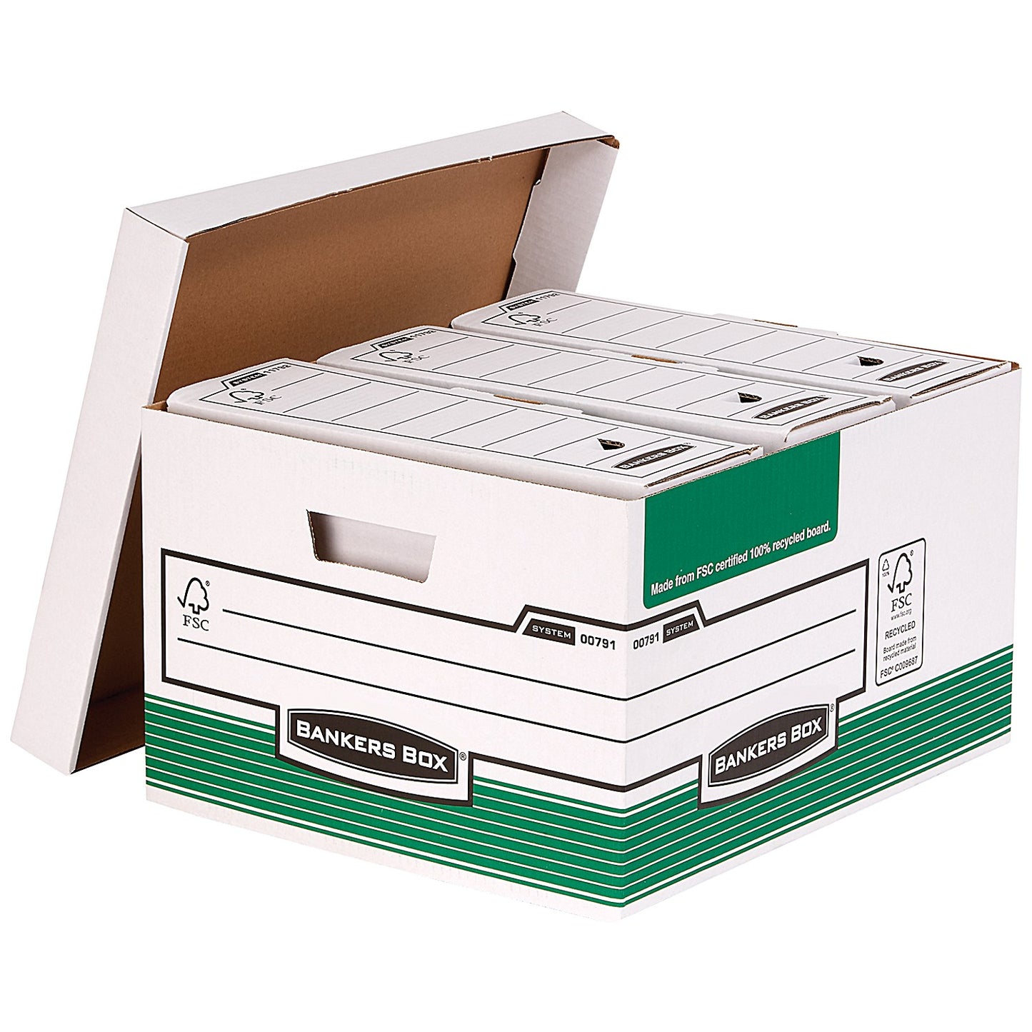 Bankers Box Storage Boxes, Green & White, Pack of 10