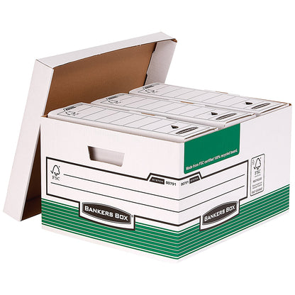 Bankers Box Storage Boxes, Green & White, Pack of 10