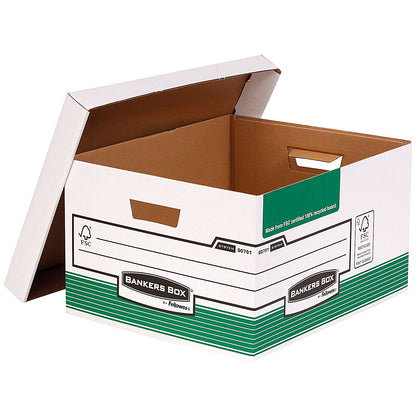 Bankers Box Storage Boxes, Green & White, Pack of 10