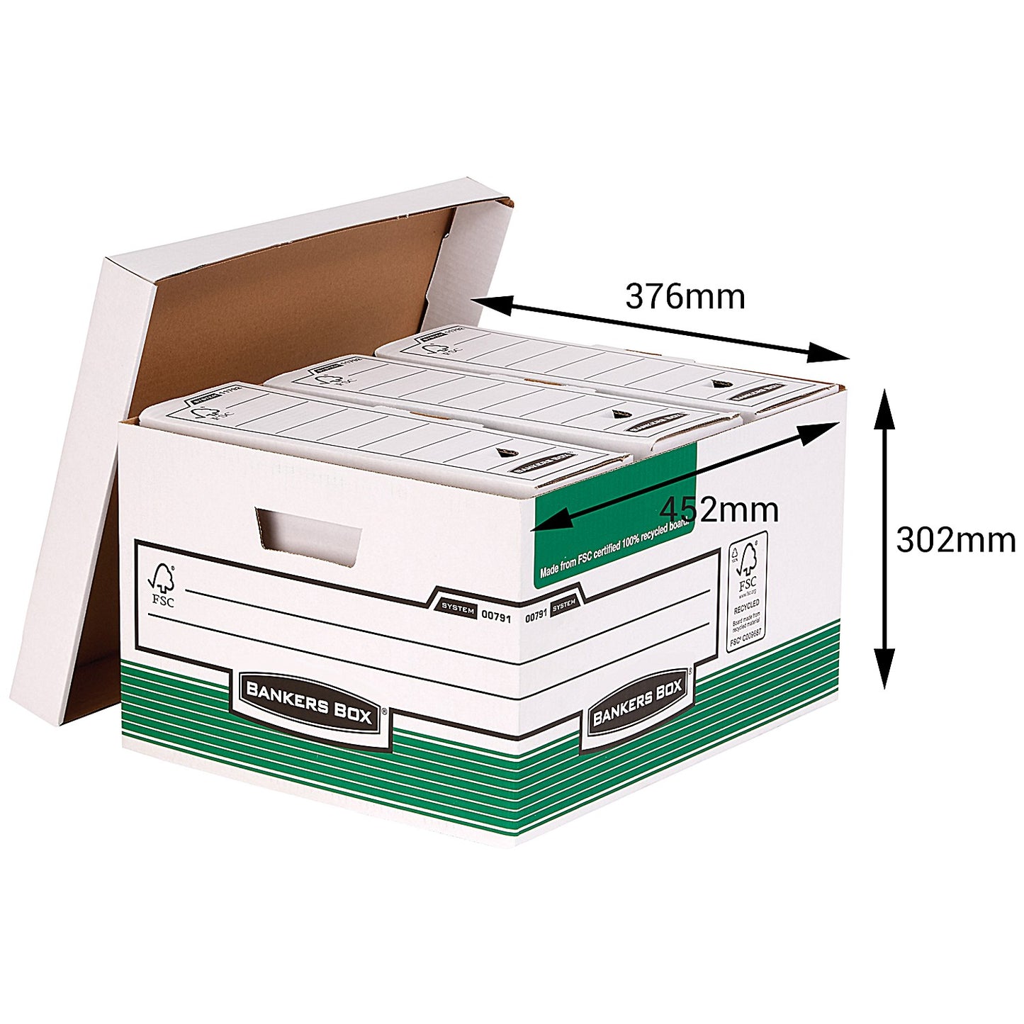 Bankers Box Storage Boxes, Green & White, Pack of 10