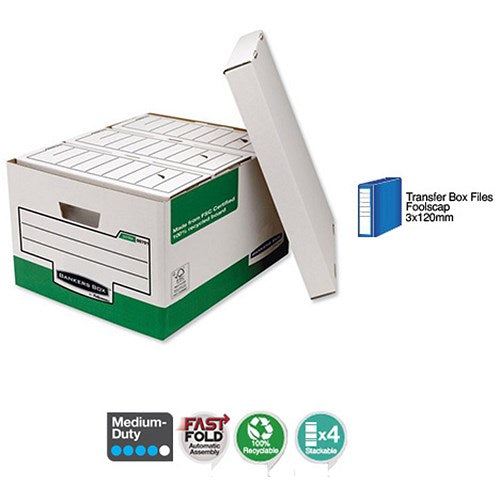 Bankers Box Storage Boxes, Green & White, Pack of 10