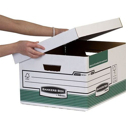 Bankers Box Storage Boxes, Green & White, Pack of 10