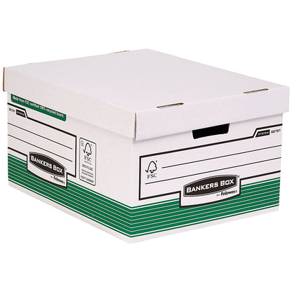 Bankers Box Storage Boxes, Green & White, Pack of 10