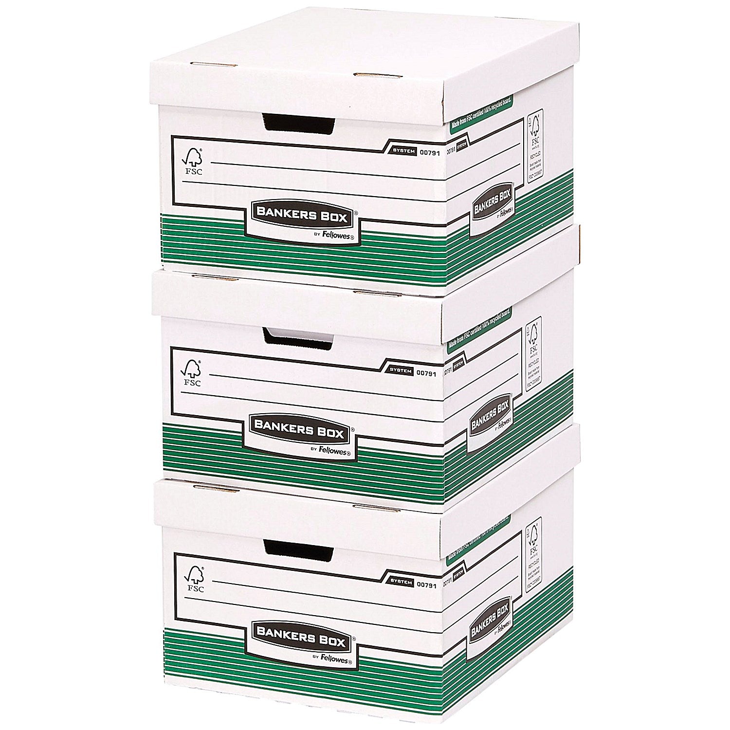 Bankers Box Storage Boxes, Green & White, Pack of 10