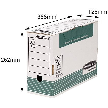 Bankers Box Transfer Files, Foolscap, White & Green, Pack of 10