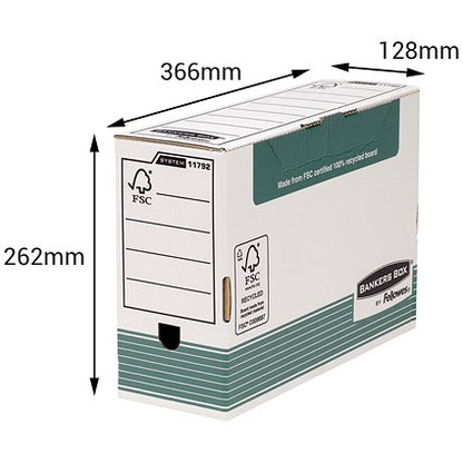 Bankers Box Transfer Files, Foolscap, White & Green, Pack of 10