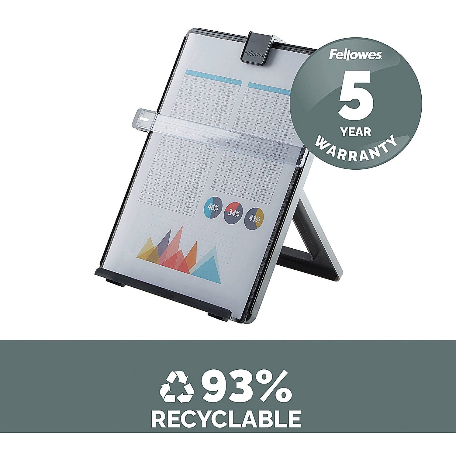 Fellowes Workstation A4 Copyholder with Line Guide, Adjustable Tilt, Black Easy2Order : BB21106