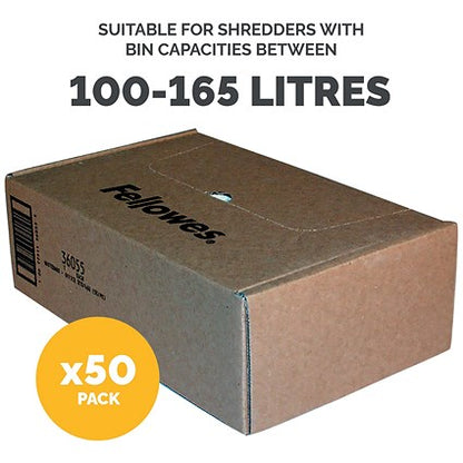 Fellowes Shredder Bags, Capacity 165 Litre, For C-380 C-480 Series, Pack of 50