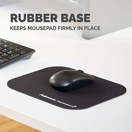 Fellowes Microban Mouse Mat, Antibacterial, Non-slip, Black