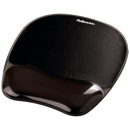 Fellowes Crystal Gel Mouse Mat, With Wrist Rest, Black
