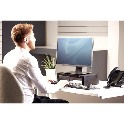 Fellowes Designer Suites Monitor Stand with Drawer, Adjustable Height, Black
