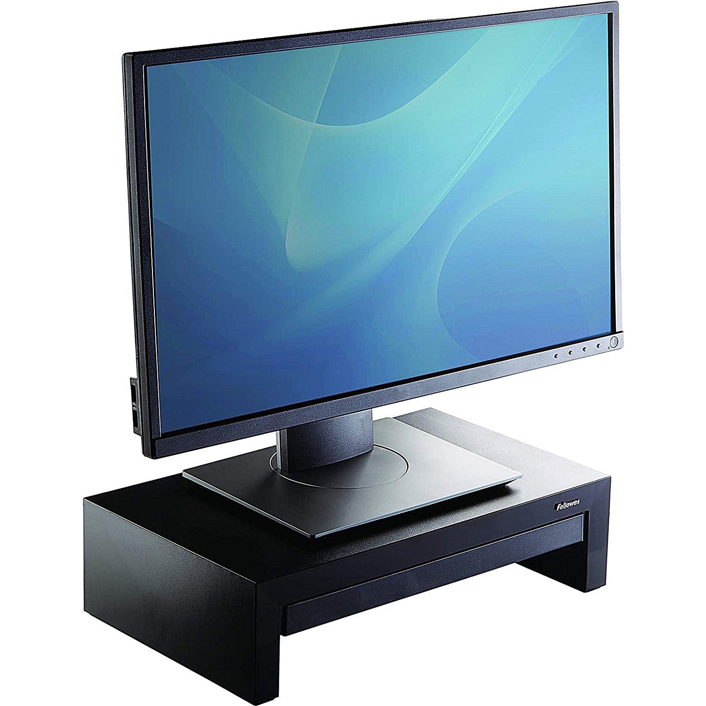 Fellowes Designer Suites Monitor Stand with Drawer, Adjustable Height, Black