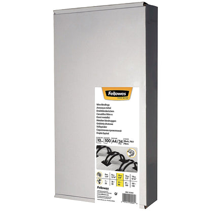 Fellowes Binding Wires, 34 Loop, 10mm, Black, Pack of 100