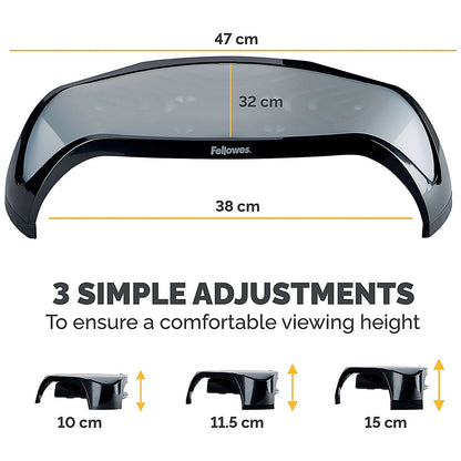 Fellowes Smart Suites Monitor Stand, Adjustable Height, Black and Silver