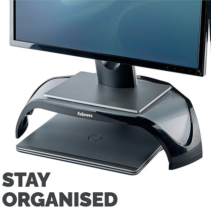 Fellowes Smart Suites Monitor Stand, Adjustable Height, Black and Silver