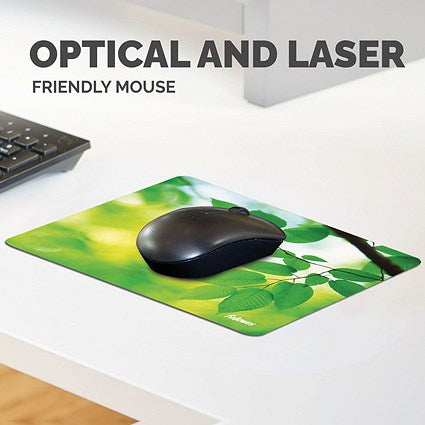 Fellowes Earth Series Mouse Mat, Recycled, Leaf Print