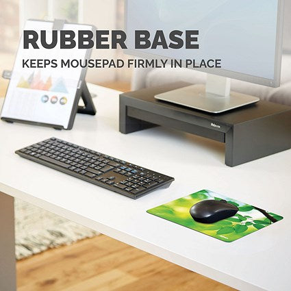 Fellowes Earth Series Mouse Mat, Recycled, Leaf Print