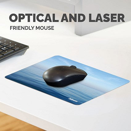 Fellowes Earth Series Mouse Mat, Recycled, Blue Ocean Print
