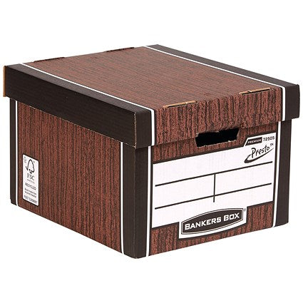 Bankers Box Premium Presto Classic Box, Woodgrain, Pack of 5